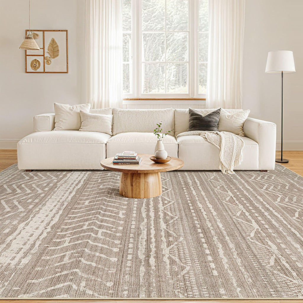 Nakagishi Boho 10x14 Area Rug Living Room Rugs Machine Washable Dark Brown