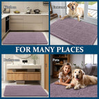 OLANLY Dog Door Mat for Muddy Paws 54x24, Absorbs Moisture and Dirt, Absorbent Non-Slip Washable Doormat, Quick Dry Chenille Mud Mat for Dogs, Entry Indoor Entryway Carpet for Inside Floor, Deep Plum