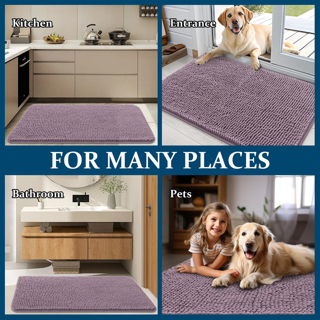 OLANLY Dog Door Mat for Muddy Paws 34x21, Super Absorbent Chenille Mud Mat