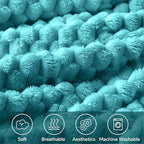 BEDELITE Fleece Throw Blanket for Couch & Bed - 3D Jacquard Decorative Teal Blanket, Super Soft and Cozy Warm Fuzzy Blanket All Seasons Suitable, 50x60Inches
