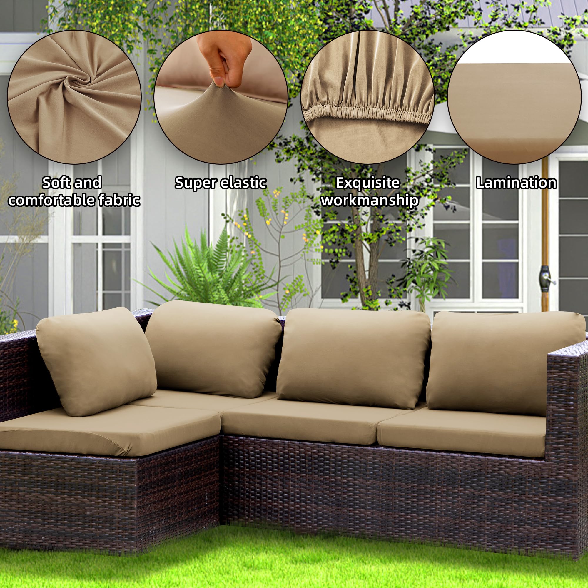 SUKAIKEQA 8PCS Patio Cushion Covers.Patio Furniture Couch SeatSlipcovers