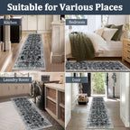 Yamaziot 2x6 Washable Hallway Runner Rug Non Slip Floral Carpet, Black