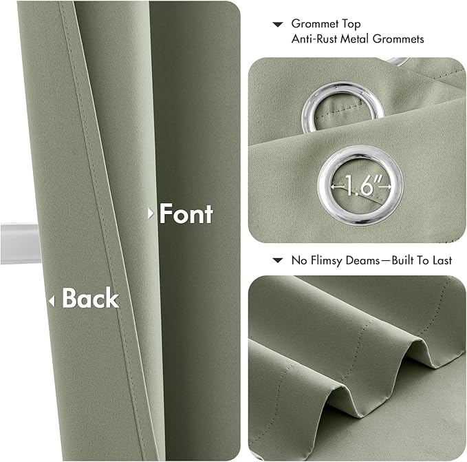 MIULEE Blackout Curtains for Bedroom 2 Panels 40 x 54 Inch Long Sage Green