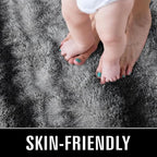 TWINNIS Super Soft Shaggy Rugs Fluffy Carpets, 5x8 Feet, Indoor Modern Plush Area Rugs for Living Room Bedroom Kids Room Nursery Home Decor, Upgrade Anti-Skid Rectangular Fuzzy Rug, Gray Black