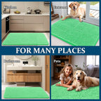 OLANLY Dog Door Mat for Muddy Paws 36x24, Absorbs Moisture and Dirt, Absorbent Non-Slip Washable Doormat, Quick Dry Chenille Mud Mat for Dogs, Entry Indoor Entryway Carpet for Inside Floor, Mint Green