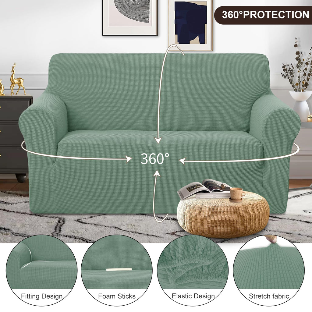 U-NICE HOME Loveseat Cover Stretch Couch Cover Sofa Slipcover, Cyan