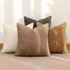 MIULEE Soft Decorative Chenille Fall Pillow Covers Brown 18x18 Pack of 4