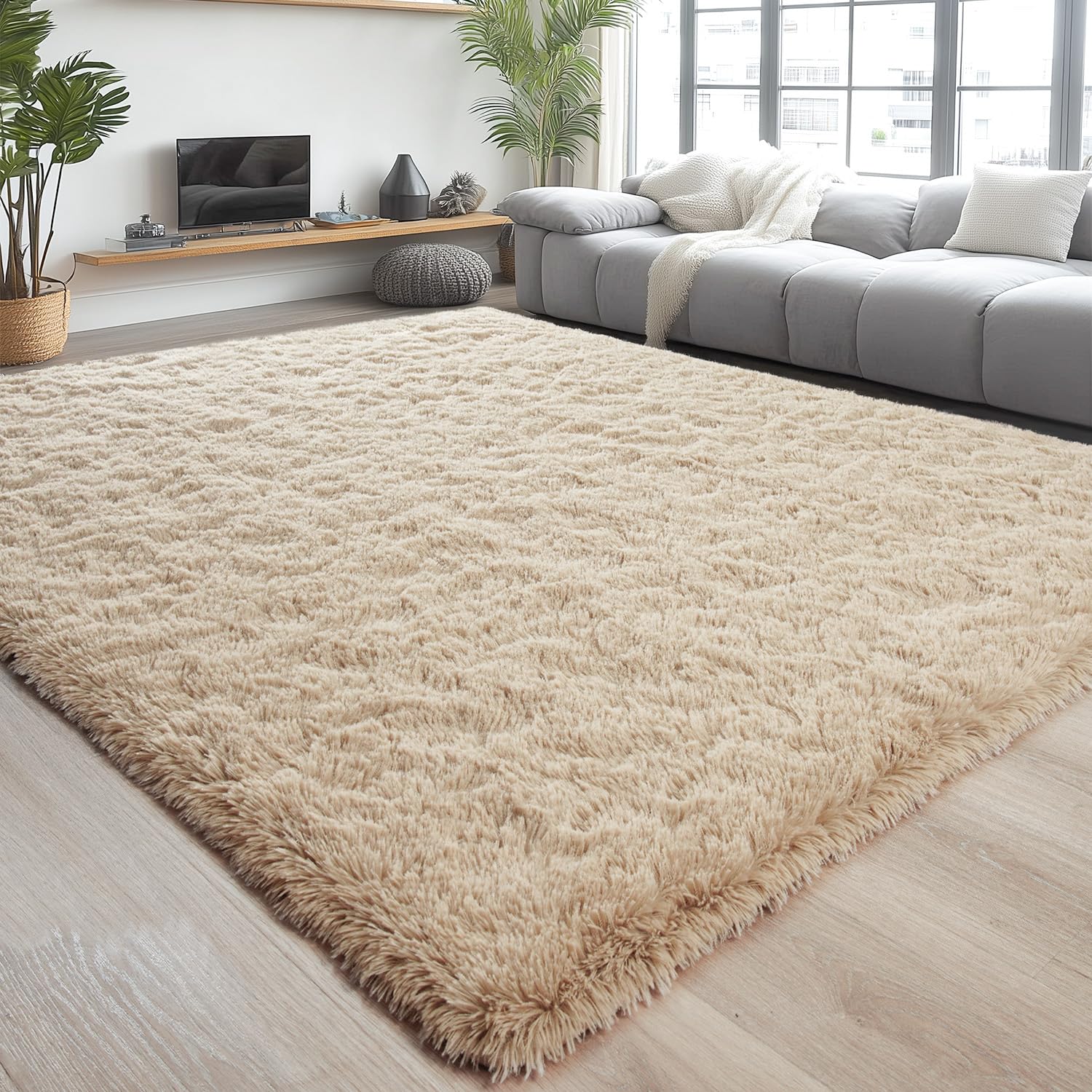 Chicrug Soft Area Rugs for Bedroom Living Room Plush Fluffy Rug 3x5 Feet, Shag Furry Area Rug Carpet Non Shedding for Nursery Children Kids Girls Room Home Decorative, Camel