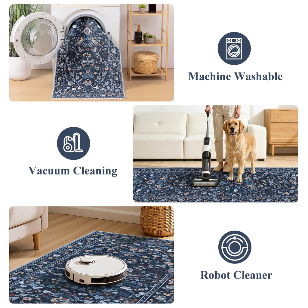 HEBE Hallway Runner Rug 2'x8', Washable Non Slip Kitchen Rug Runner