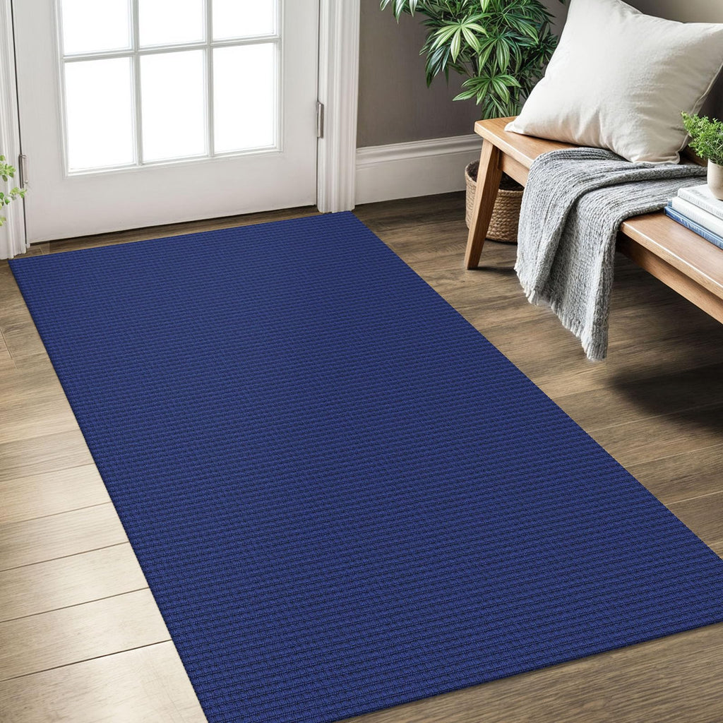 KOZYFLY Rugs for Entryway 3x5 ft Washable Area Rug Non Slip Rubber Backed Entry Rug Woven Indoor Door Mat Cotton Kitchen Rugs Floor Carpet for Entryway, Foyer, Backdoor, Royal Blue/Navy