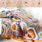 MSGKV Boho Throw Blanket for Bed 60"x80" 100% Cotton Couch Twin Size Blanket Spring Breathable Lightweigh Blankets Home Decor Muslin All Seasons