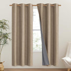 NICETOWN Burlap Vintage Open Linen Weave Flax Thermal Curtains, 100% Blackout Curtains 72" Long for Dining Room, Soundproof Window Treatment Drapes for Gym Room, 42" Wide Per Panel, Set of 2