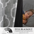 Beauoop Moroccan 100% Blackout Sliding Door Curtains Grey 100x96 1 Set