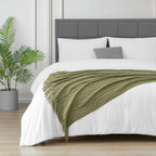 BOURINA Dark Olive Throw Blanket 50x60 Inches Throw Textured Solid Soft Sofa Couch Decorative Knit Blanket