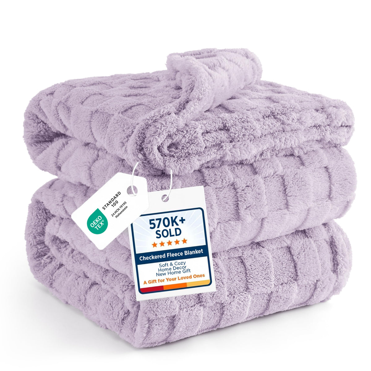 Bedsure Checkered Soft Cozy Fleece Full Blanket for Bed, Oatmeal, 84"×90"