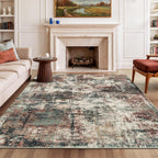 Rugflix 9x12 Area Rugs for Living Room, Washable Beige Grey Large Rug