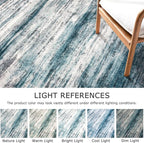 KOZYFLY Modern Abstract Hallway Runner Rug, 2.6x8 Washable Rug Runner Non-Slip Soft Striped Kitchen Runner Rugs, Print Light Blue Carpet Runner for Entryway Bathroom Laundry Room Foyer