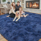 junhejiamei Fluffy Rug Shag Area Rug,Royal Blue 3x5 Area Rugs for Bedroom