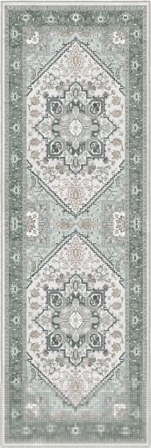 OPPODREAM Soft Entryway Rug 2x6, 2x6 Rug Runner, Washable Hallways Carpet 2 x 6 with Non Slip Backing, Low-Pile Bedside Carpet 2 x 6, Long, Faux Cashmere, Green
