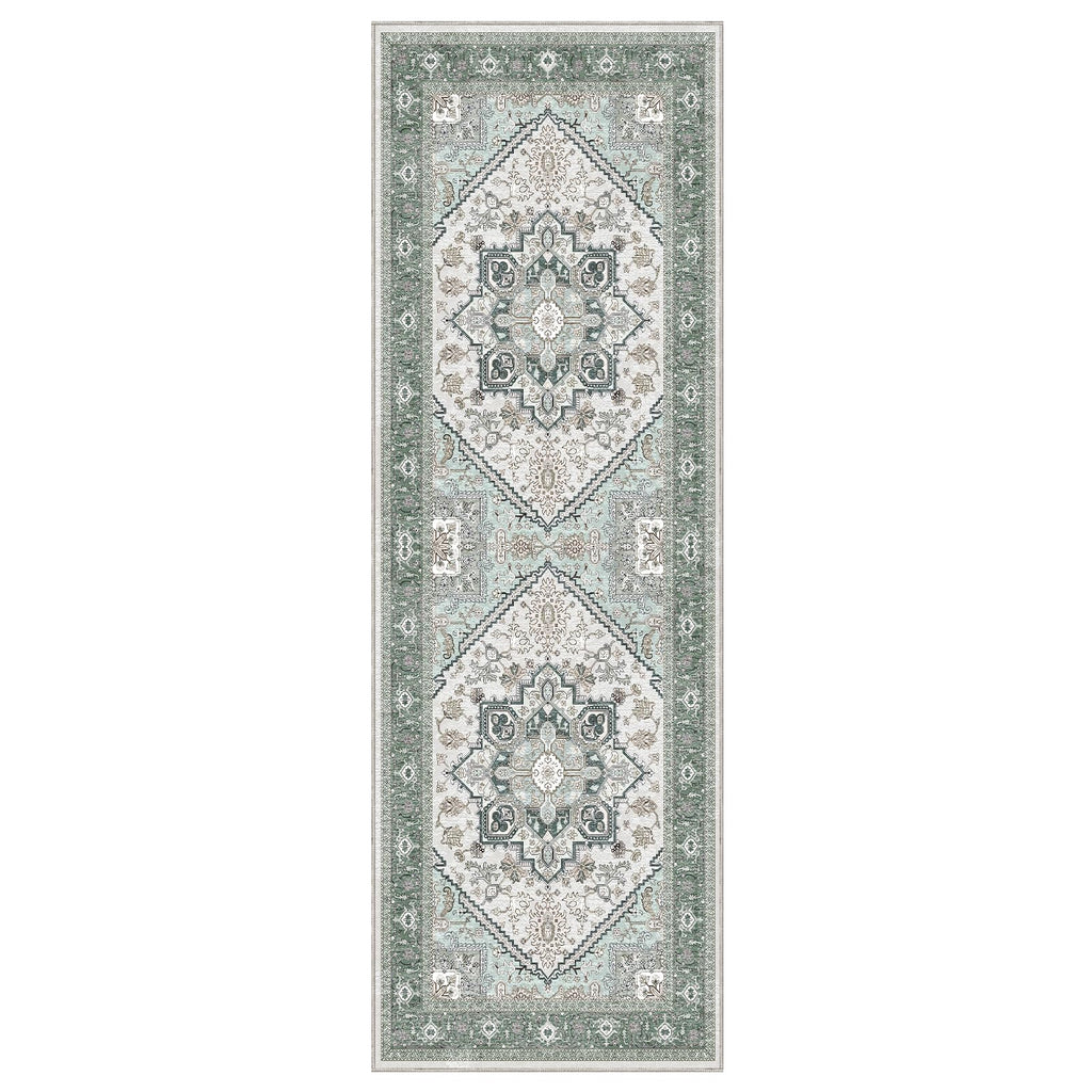 OPPODREAM Soft Area Rugs 2x6, Persian-Inspired Washable Rug, Green