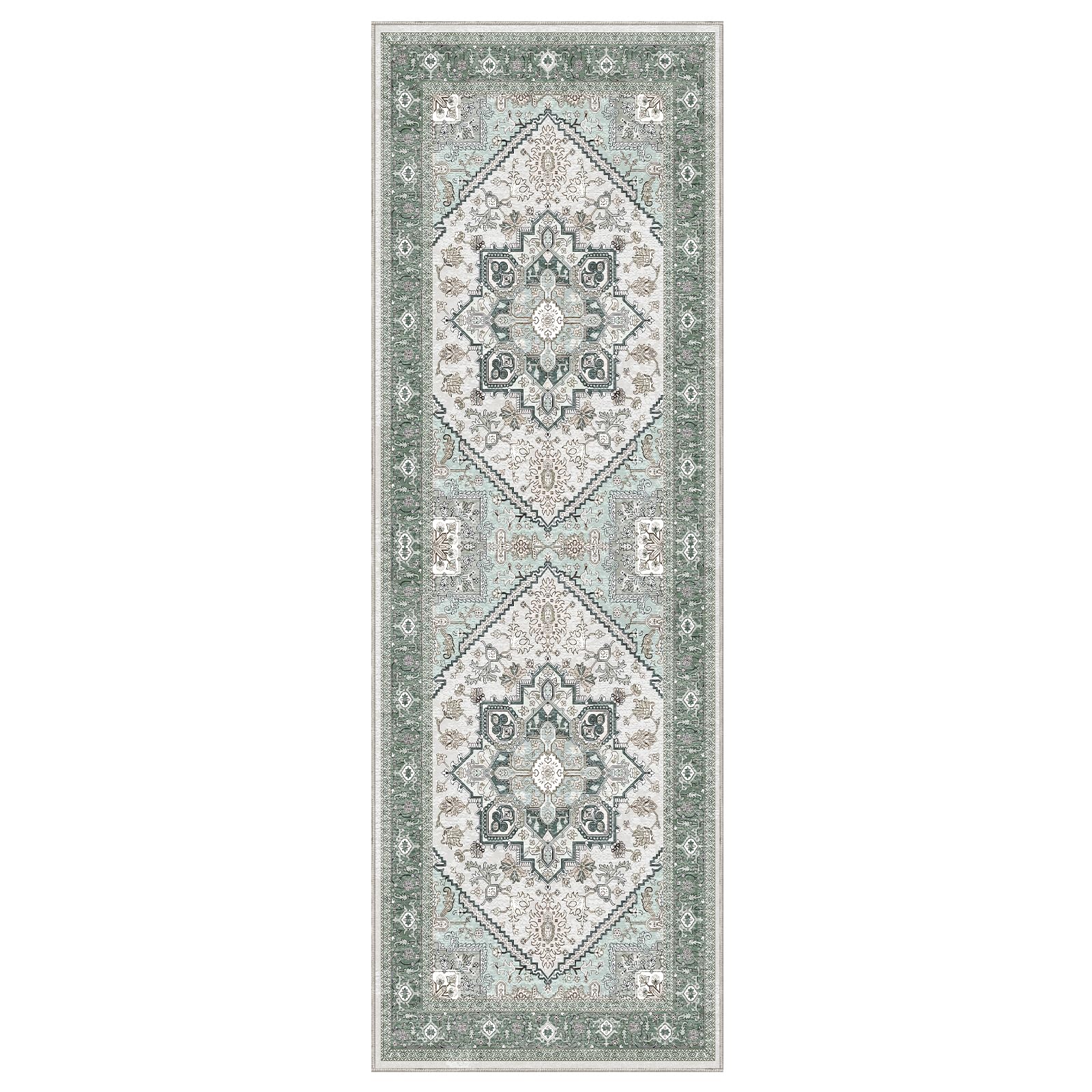 OPPODREAM Soft Area Rugs 2x6, Persian-Inspired Washable Rug, Green