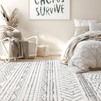 Nakagishi Area Rugs 9x12 Living Room: Washable Boho Large Neutral Modern Soft Farmhouse Rug Stain Resistant Indoor Non-Slip Accent Carpet for Bedroom Nursery Kids Playroom Office Dining Room- Gray