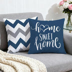 Hexagram Geometric Blue Pillow Covers 16x16 Set of 4, Decorative Outdoor Boho Modern Throw Pillow Covers, Home Sweet Home Farmhouse Cushion Case for Couch Sofa Bedroom Indoor Decor(No Insert)