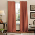 Pitalk Boho Blackout Curtains for Living Room Linen Textured Bohemian Vintage Mid Century Modern Farmhouse Curtains for Bedroom 90 Inch Length 2 Panel Rust Terracotta Colored Long Drapes Dusty Orange