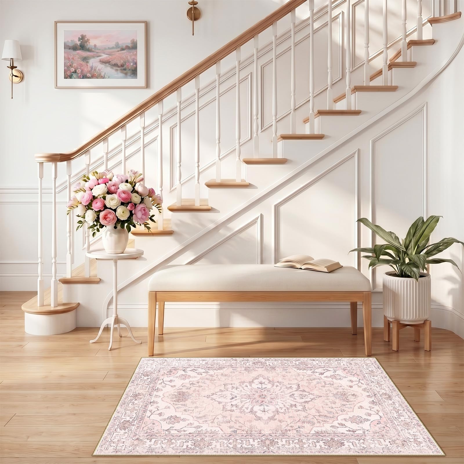 RELEANY Washable Area Rug, Small 2'6"x4', Pink