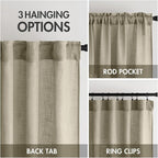 MIULEE Oatmeal Linen Curtains 96 Inches Long 2 Panels for Bedroom Living Room, Soft Thick Linen Textured Natural Window Drapes Semi Sheer Light Filtering Back Tab Rod Pocket Burlap Look Decor