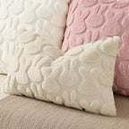 decorUhome Easter Bunny Pillow Covers 12x20 Inch Set of 2, Soft Plush Faux Wool Jacquard Beige Rabbit Cushion Covers, Farmhouse Neutral Spring Easter Holiday Decor for Couch Sofa Bed