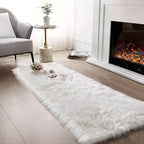 Ciicool Faux Fur Rug for Bedroom, White Fluffy Shag Rugs for Sofa Couch Seat Cushion, Washable Fuzzy Runner Thick Fur Area Rug Floor Carpets for Bedside Living Room, 2x6 Ft Rectangle