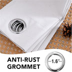 H.VERSAILTEX White Linen Blackout Curtains Durable Thick Textured Linen Look 100% Blackout Patio Door Curtain Anti Rust Grommet Extra Wide Sliding Door Curtain Panel, W100 x L96 inch- Bright White