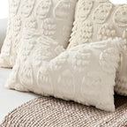 decorUhome Easter Cream White Egg Pillow Covers 12x20 Inch Set of 2, Soft Plush Faux Wool Jacquard Cushion Covers, Farmhouse Neutral Fuzzy Spring Easter Holiday Decor for Couch Sofa Bed