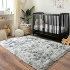 Pionblank Fluffy Area Rug for Bedroom 4x6 Feet, Indoor Plush Carpet, Shag Soft Bedside Rug, Cute Comfy Furry Rug for Living Room Dorm Girls Boys Room Nursery Decor, Tie Dye Grey