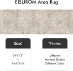 Hallway 2x6 Runner Rug - Vintage Non-Slip Long Rug for Entryway Low-Pile Washable Medallion Runner Rugs for Hallway Waterproof Traditional Runner Rug Indoor Thin Rugs for Kitchen (Beige)