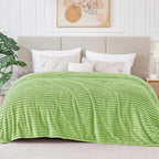 BEDELITE Fleece Blanket Queen Size – 3D Ribbed Jacquard Soft and Warm Decorative Fuzzy Blankets – Cozy, Fluffy, Plush Lightweight Throw Blankets for Couch, Bed, Sofa(Sage Green, 90x90 inches)
