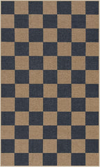 Lahome Colette Checkered Easy Jute Indoor Outdoor Carpet, 3x5 Washable Rugs for Entryway Living Room Farmhouse Area Rug, Non Slip Blue Checkerboard Indoor Door Mat for Entry Patio Deck