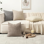 MIULEE Pack of 4 Couch Throw Pillow Covers 16x16 Inch Neutral Beige/Brown Soft Decorative Chenille Pillow Covers Farmhouse Accent Cushion Covers for Boho Spring Home Decor Sofa Bedroom Living Room