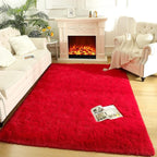 LOCHAS Ultra Soft Indoor Modern Area Rugs Fluffy Living Room Carpets for Children Bedroom Home Decor Nursery Rug 3x5 Feet, Red