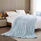 Exclusivo Mezcla Soft Waffle Fleece Bed Blanket King Size, Heather Blue