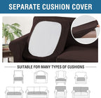 H.VERSAILTEX 4 Piece Stretch Sofa Covers for 3 Cushion Couch Covers for Living Room Furniture Slipcovers (Base Cover Plus 3 Seat Cushion Covers) Upgraded Thicker Jacquard Fabric (Sofa, Chocolate)