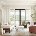 Warm Beige Linen Curtains 90 Inch Long 2 Panels Set for Bedroom Living Room Linen Textured Window Drapes Semi Sheer Light Filtering Rod Pocket Back Tab Cotton Textured Farmhouse Curtain 52x90