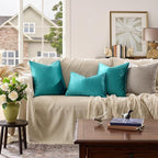 GIGIZAZA Decorative Small Lumbar Pillow Covers,Set of 2 Cushion Covers Velvet Teal Peacock Green Pillows,Sofa Throw 12 X 20 Pillow Covers
