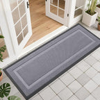 OLANLY Front Door Mat Indoor Outdoor Entrance, Waterproof All-Season, All-Weather Doormat, Sturdy Natural Rubber, Low Profile, Easy Clean Patio Porch Entryway Mat, 47x17, Classic Gray