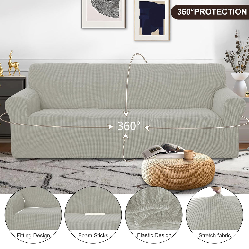 U-NICE HOME Oversized Stretch Couch Cover Slipcover, Taupe