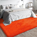 Shag Area Rugs for Bedroom Living Room,Orange 4X6 Ultra Soft Fluffy Area Rugs for Dorm, Indoor Carpet Nursery Rugs for Kids Room Home Halloween Decor