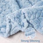 Exclusivo Mezcla Fleece Throw Blanket for Couch Sofa, 50”x70”, Light Blue