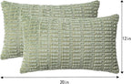 Pack of 2 Corduroy Decorative Throw Pillow Covers 12x20 InchSoft Boho Striped Pillow Covers Modern Farmhouse Home Decor for Sofa Living Room Couch Bed（Sage Green）