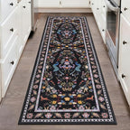 HEBE Washable Hallway Runner Rug 2'x 6' Non Slip Kitchen Rugs Runner,Low Pile Entryway Rug Laundry Room Mat Floral Carpet Runners for Hallways, Kitchen,Bathroom,Laundry,Bedside Rug